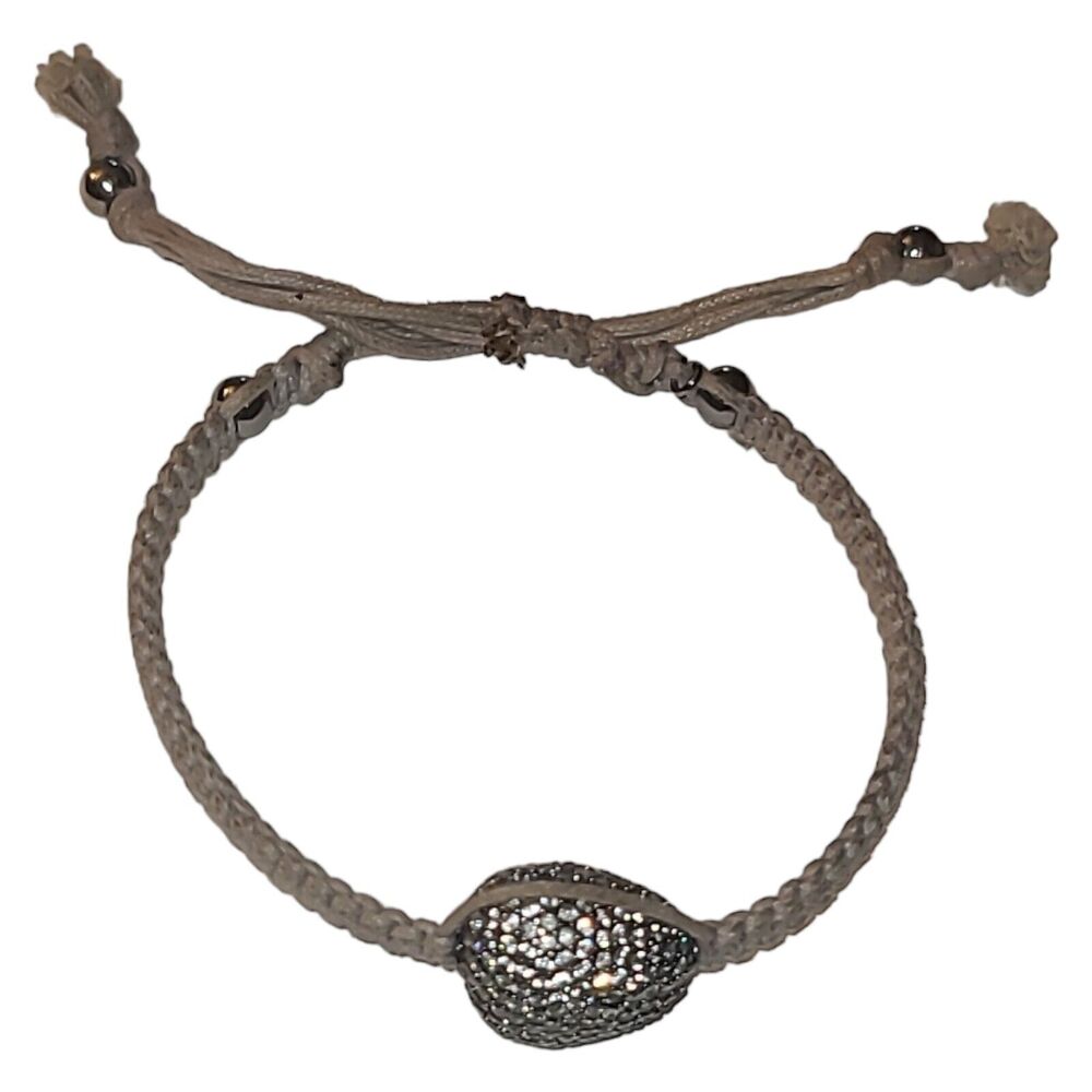 Micro‎ Pave CZ Pigeon Egg Bead Slide Bracelet - Picture 2 of 7